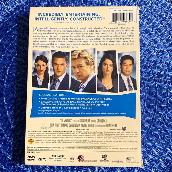 THE MENTALIST SIMON BAKER - COMPLETE FIRST SEASON - 6 DVD SET - Picture 3 of 9